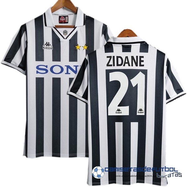 Kappa NO.21 Zidane Casa Camiseta Juventus Retro Equipación 1995 1996 Negro Blanco