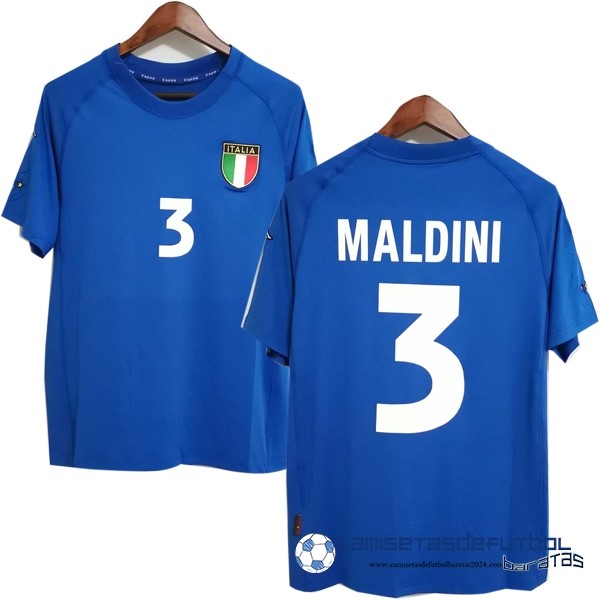 Kappa NO.3 Maldini Casa Camiseta Italy Retro Equipación 2000 Azul
