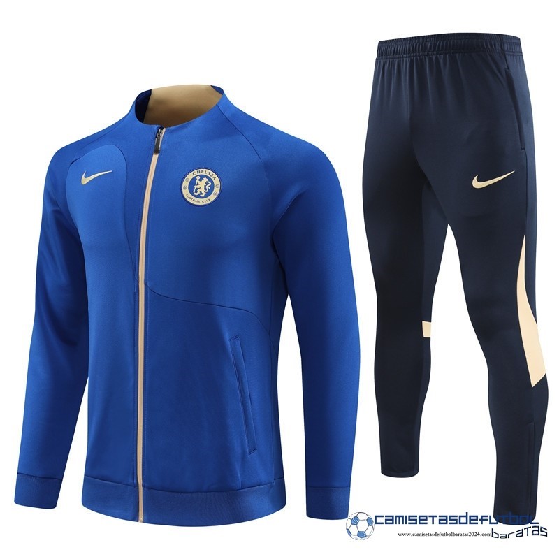 Nike Conjunto Completo Ropa Deportiva Con Cremallera Larga Chelsea Equipación 2023 2024 Azul Negro