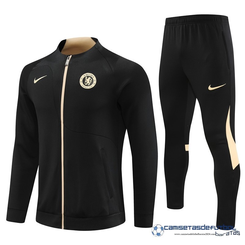 Nike Conjunto Completo Ropa Deportiva Con Cremallera Larga Chelsea Equipación 2023 2024 Negro Amarillo
