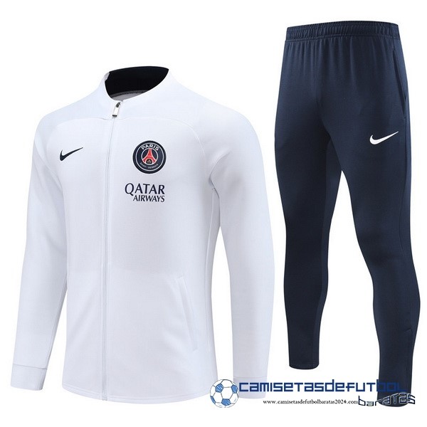 Nike Conjunto Completo Ropa Deportiva Con Cremallera Larga Niños Paris Saint Germain 2022 Equipación 2023 Blanco I Azul