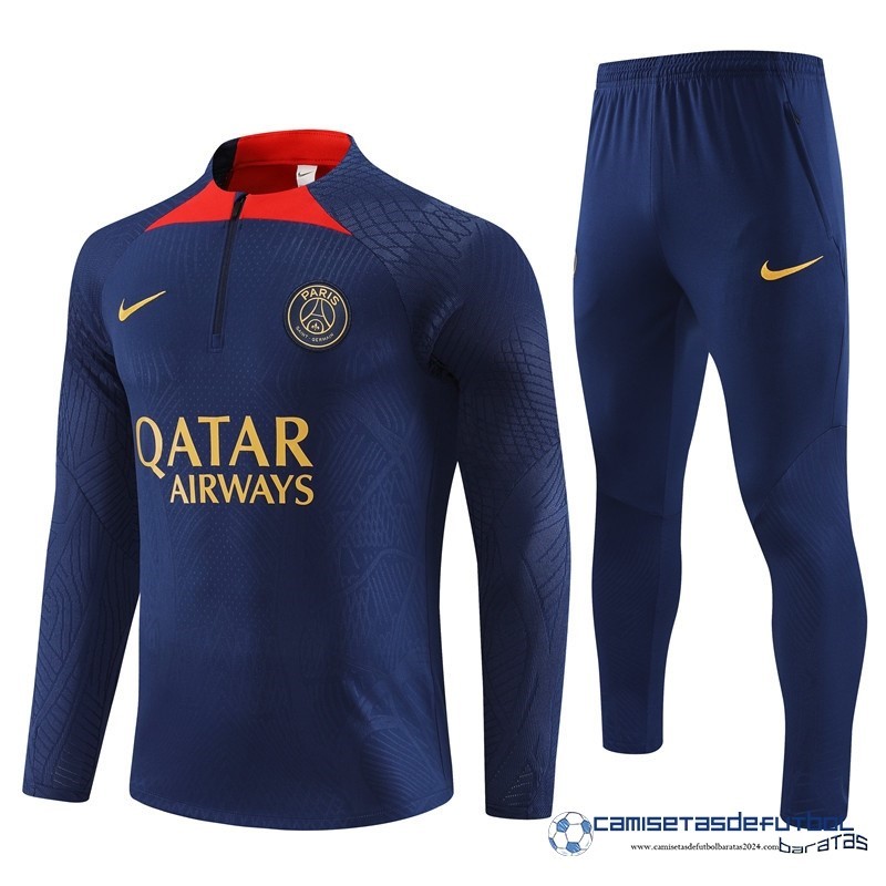 Nike Conjunto Completo Sudadera Entrenamiento Jugadores Paris Saint Germain Niños Equipación 2023 2024 Azul Marino Rojo