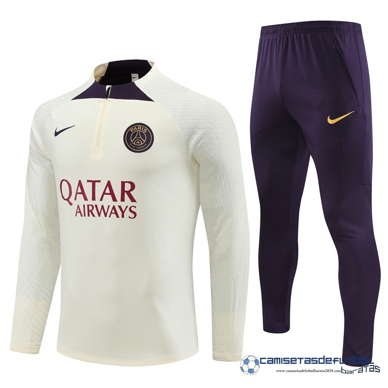 Nike Conjunto Completo Sudadera Entrenamiento Jugadores Paris Saint Germain Equipación 2023 2024 Amarillo Purpura