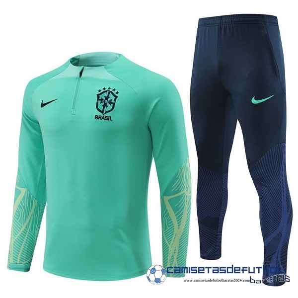 Nike Conjunto Completo Sudadera Entrenamiento Niños Brasil 2022 Verde Azul