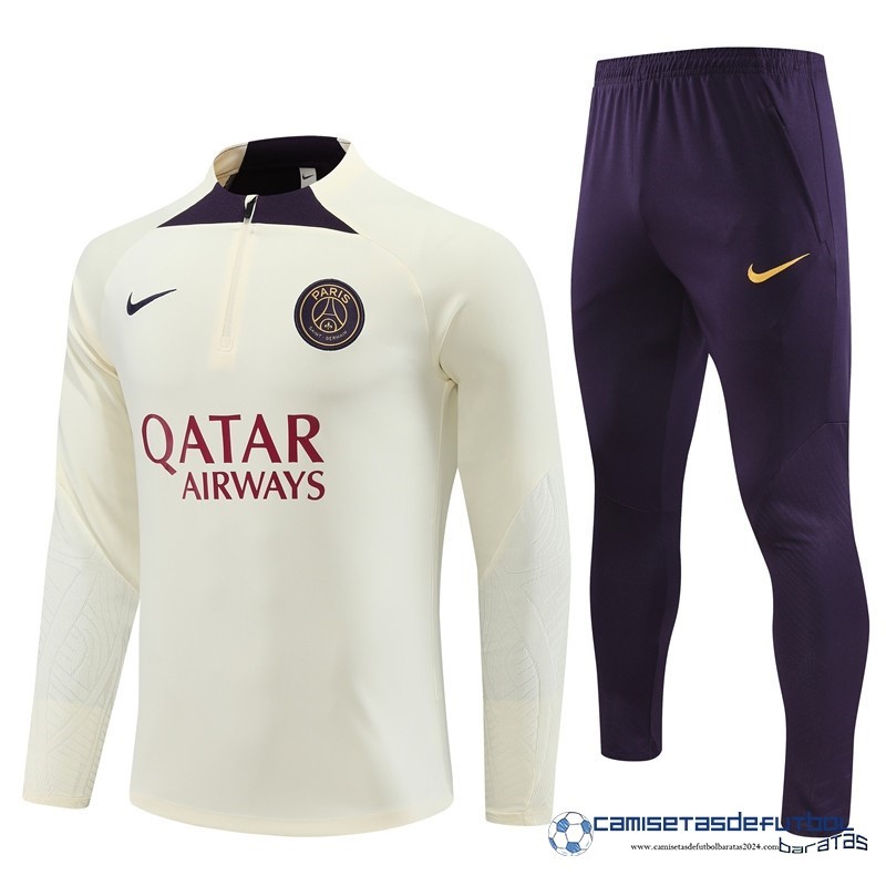Nike Conjunto Completo Sudadera Entrenamiento Paris Saint Germain Niños Equipación 2023 2024 Amarillo Purpura