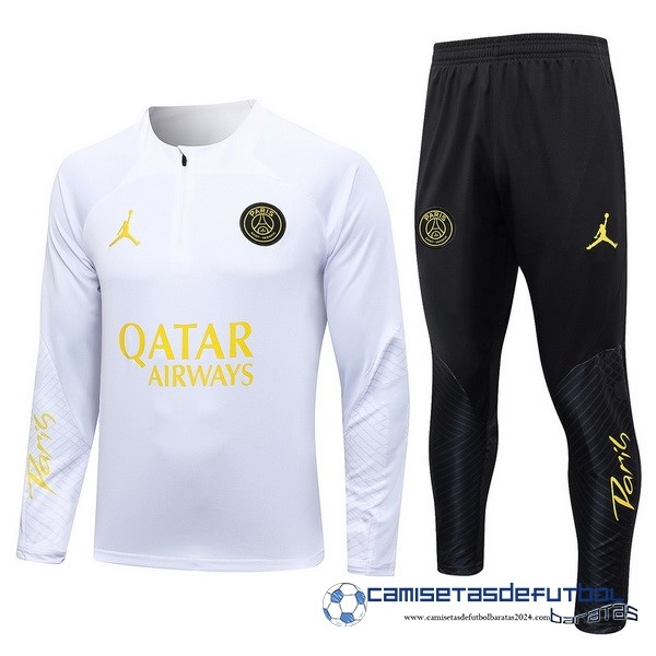 Nike Conjunto Completo Sudadera Entrenamiento Paris Saint Germain Niños Equipación 2023 2024 Blanco Negro Amarillo