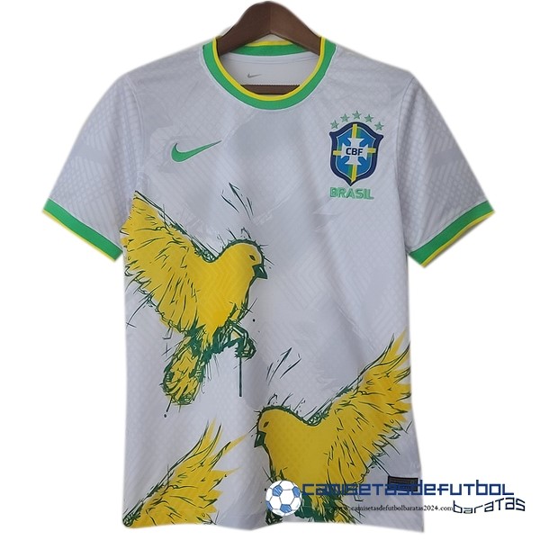 Nike Tailandia Especial Camiseta Brasil 2022 Blanco Amarillo