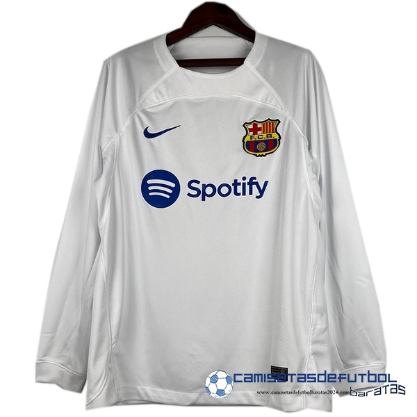 Nike Tailandia Segunda Camiseta Manga Larga Barcelona Equipación 2023 2024 Blanco