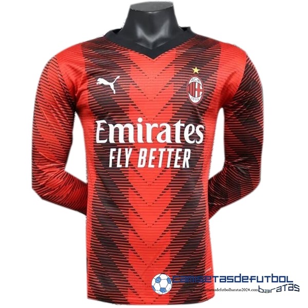 PUMA Casa Jugadores Camiseta Manga Larga AC Milan Equipación 2023 2024 Rojo