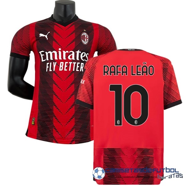 PUMA NO.10 Rafa Leão Tailandia Casa Jugadores Camiseta AC Milan Equipación 2023 2024 Rojo