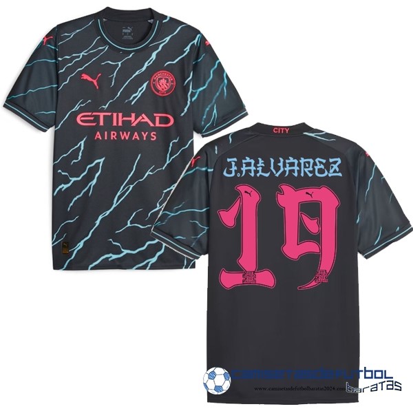 PUMA NO.19 J. Alvarez Tercera Camiseta Manchester City Equipación 2023 2024 Negro