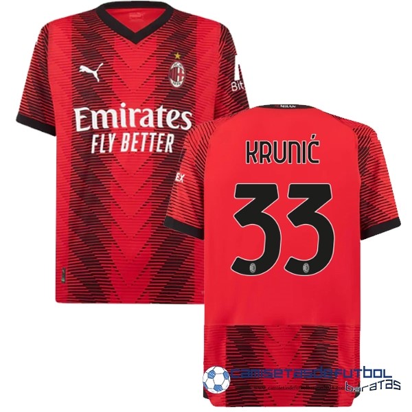 PUMA NO.33 Krunić Tailandia Casa Camiseta AC Milan Equipación 2023 2024 Rojo