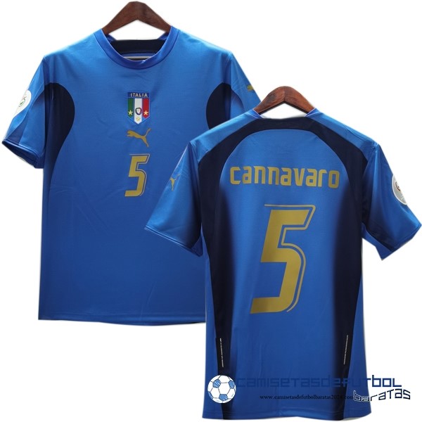 PUMA NO.5 Cannavaro Casa Camiseta Italy Retro Equipación 2006 Azul