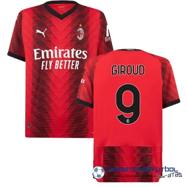 PUMA NO.9 Giroud Tailandia Casa Camiseta AC Milan Equipación 2023 2024 Rojo