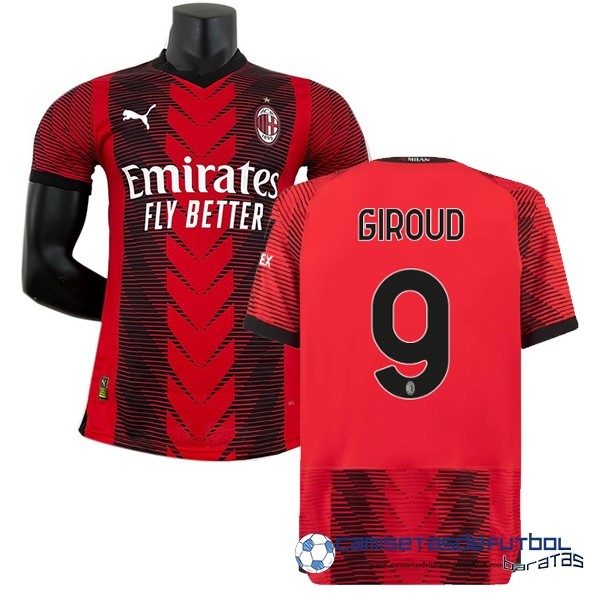 PUMA NO.9 Giroud Tailandia Casa Jugadores Camiseta AC Milan Equipación 2023 2024 Rojo