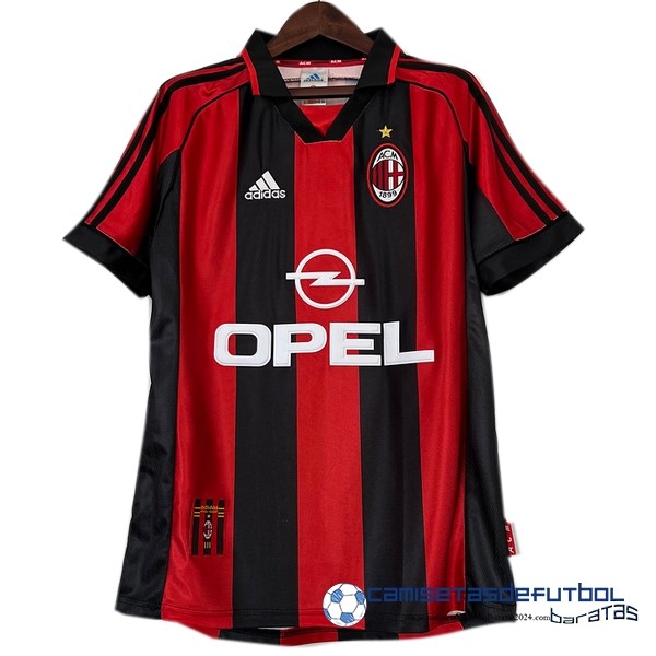 adidas Casa Camiseta AC Milan Retro Equipación 1998 2000 Rojo