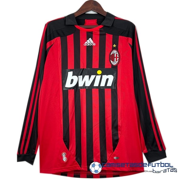adidas Casa Camiseta Manga Larga AC Milan Retro Equipación 2007 2008 Rojo