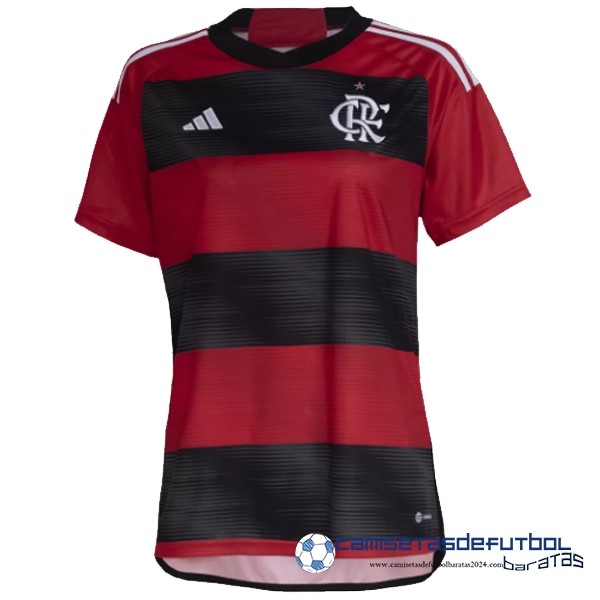 adidas Casa Camiseta Mujer Flamengo Equipación 2023 2024 Rojo Negro