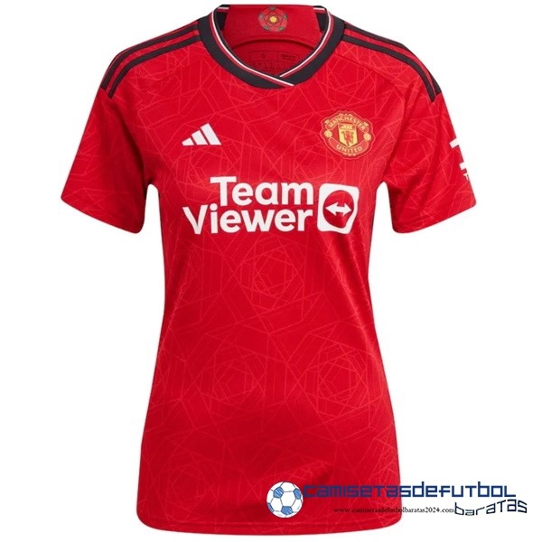 adidas Casa Camiseta Mujer Manchester United Equipación 2023 2024 Rojo