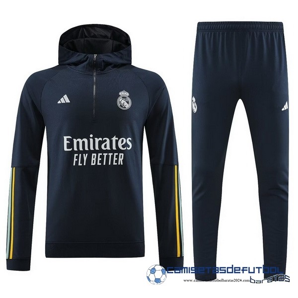 adidas Chaqueta Con Capucha Real Madrid Equipación 2023 2024 Azul Marino Amarillo