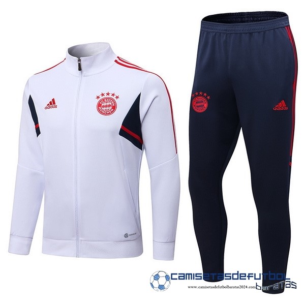 adidas Conjunto Completo Ropa Deportiva Con Cremallera Larga Bayern Múnich 2022 Equipación 2023 Blanco Azul Rojo