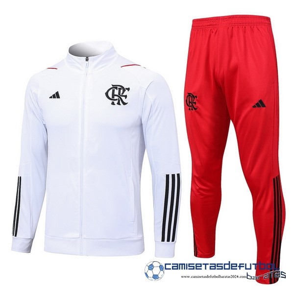 adidas Conjunto Completo Ropa Deportiva Con Cremallera Larga Flamengo Equipación 2023 2024 Blanco Rojo