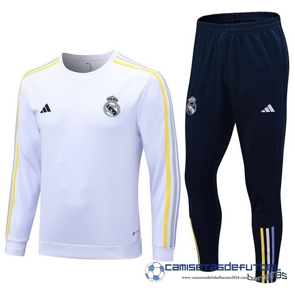 adidas Conjunto Completo Sudadera Entrenamiento Real Madrid Equipación 2023 2024 Blanco II Azul
