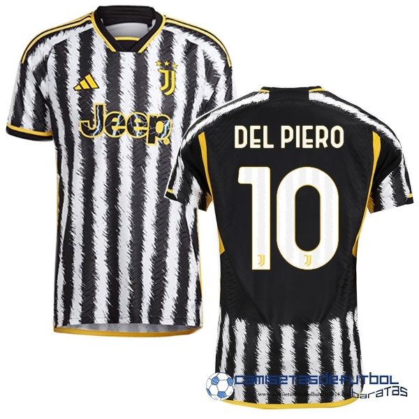 adidas NO.10 Del Piero Tailandia Casa Jugadores Camiseta Juventus Equipación 2023 2024 Amarillo Negro