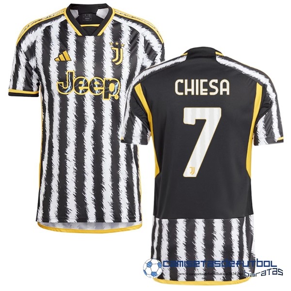 adidas NO.7 Chiesa Tailandia Casa Camiseta Juventus Equipación 2023 2024 Amarillo Negro