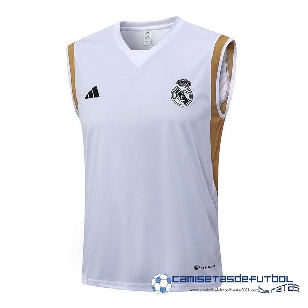 adidas Camiseta Sin Mangas Real Madrid Equipación 2023 2024 Blanco I Amarillo