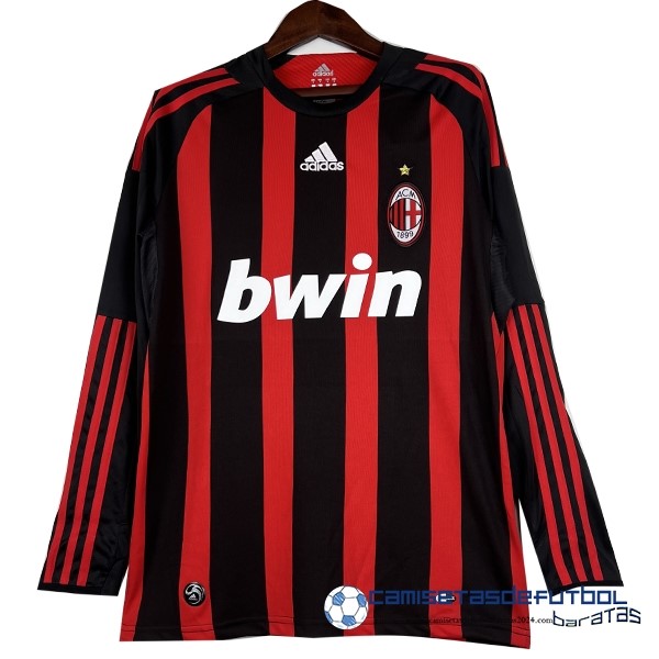 adidas Casa Camiseta Manga Larga AC Milan Retro 2008 2009 Rojo