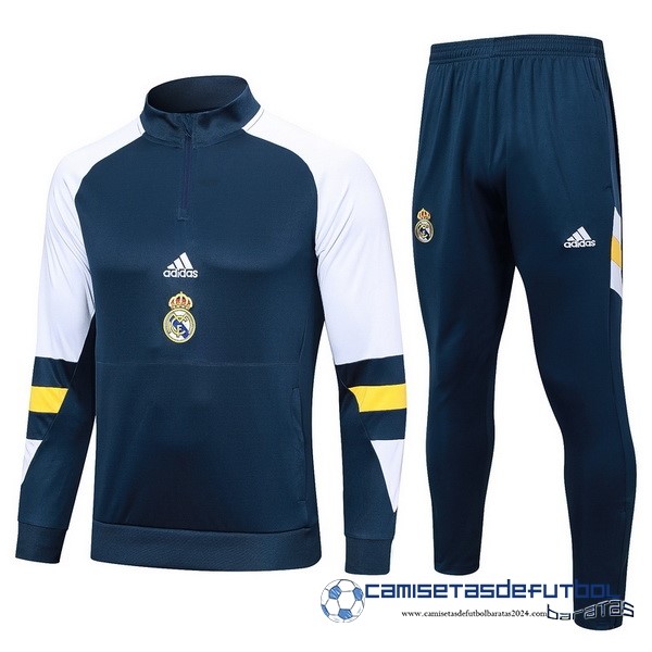 adidas Conjunto Completo Sudadera Entrenamiento Real Madrid Equipación 2023 2024 Azul Blanco Amarillo