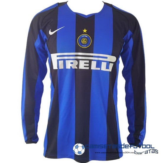 Casa Camiseta De Inter Milán Retro Manga Larga 2004 2005