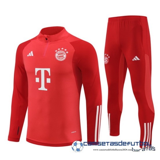 Conjunto Completo Sudadera Entrenamiento Bayern Munich Equipación 2023 2024 Rojo Blanco