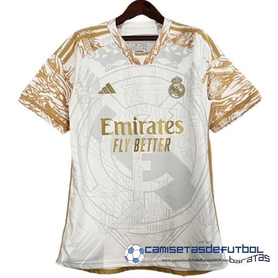 Tailandia Especial Camiseta Real Madrid Equipación 2023 2024 Amarillo Blanco